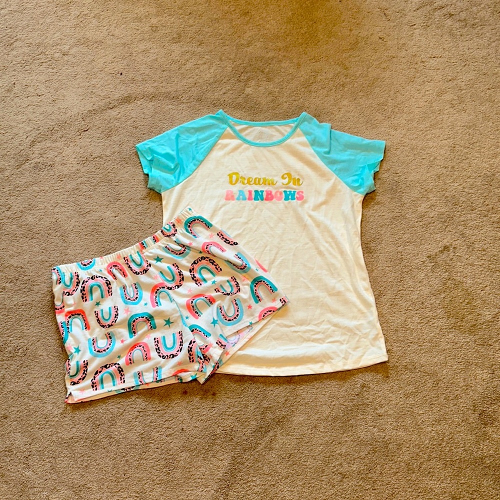 Kids pajamas, set rainbows. Brand wonder nation. Size extra large (14/16)